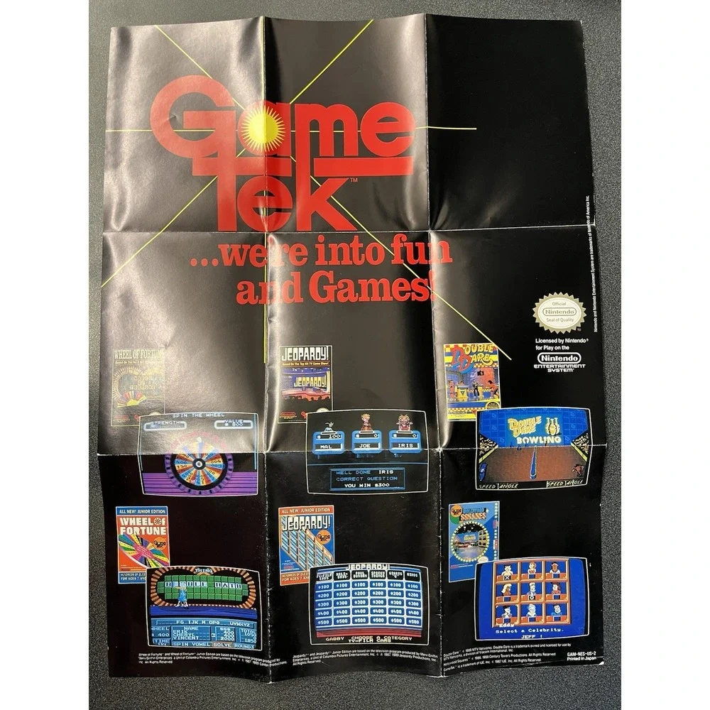 Game Tek Poster Nintendo NES Insert Only GAM-NES-US-2